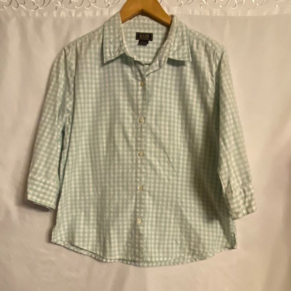 BASS G.H. Bass & Co. Green Check Shirt Size L